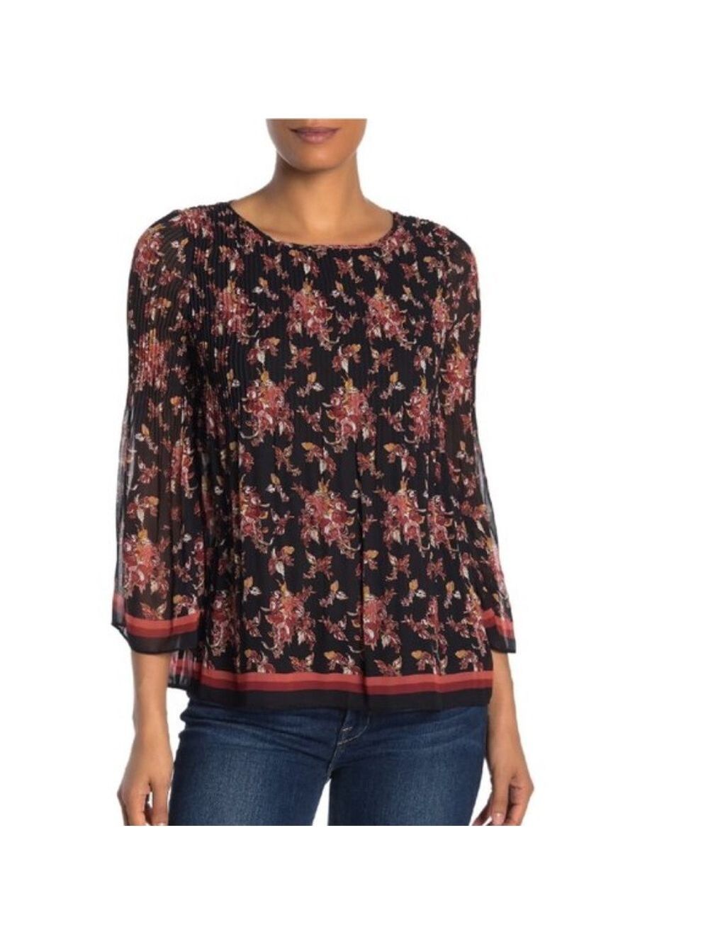 Max Studio Pleated Yoke Georgette Blouse